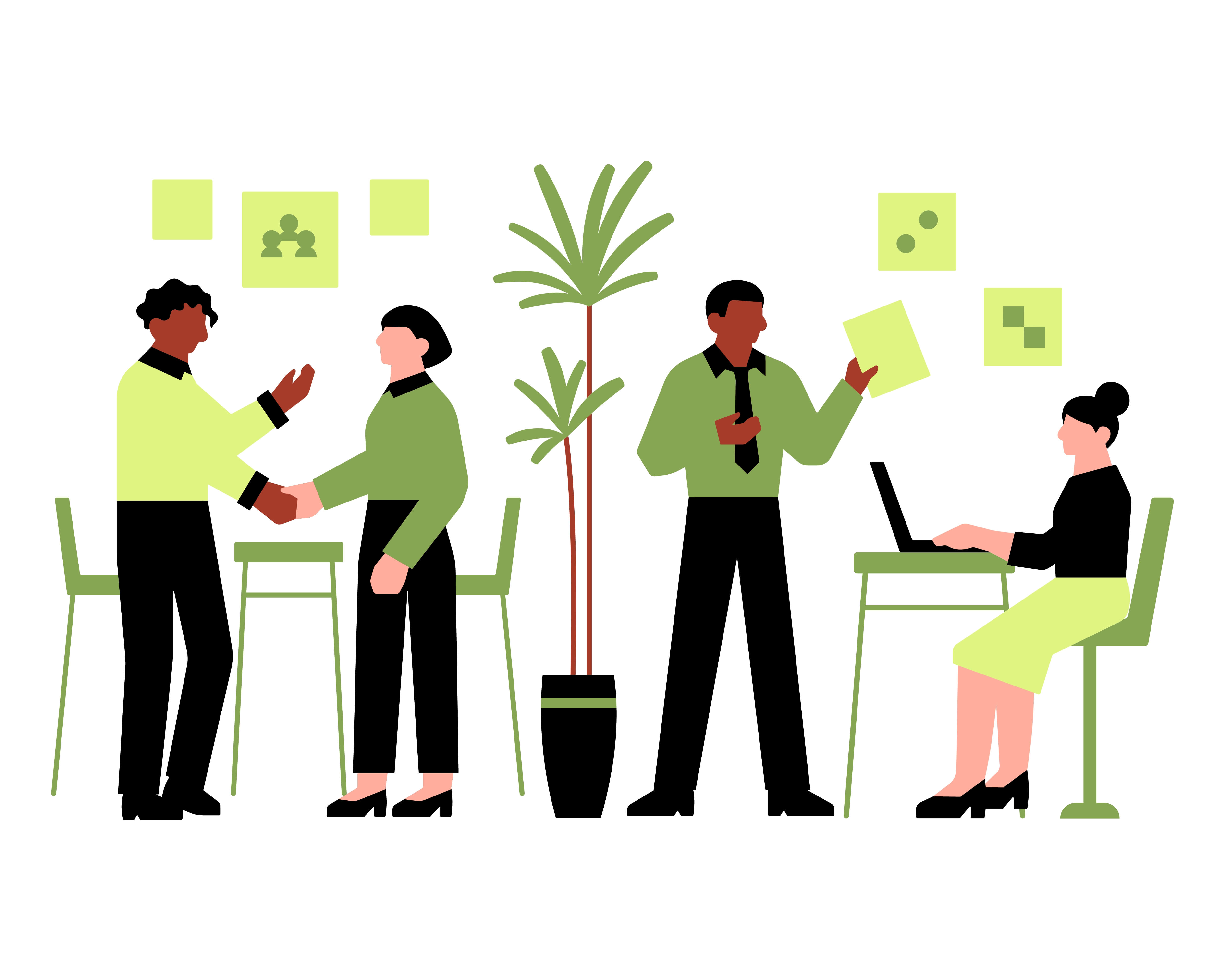 Ilustración de un equipo colaborando